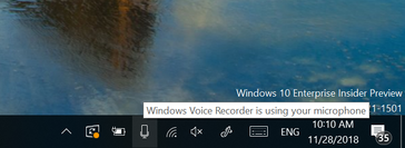The microphone icon will now display what programs are using it when it is hovered over