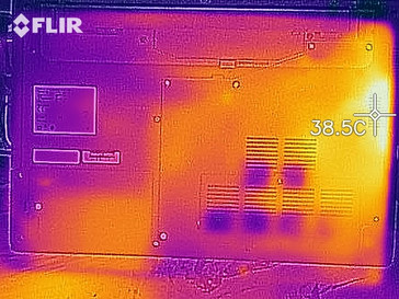 Heat distribution at idle (underside)