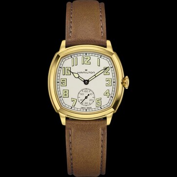 The Hamilton H36139520 watch ships with a gold-tone stainless steel case