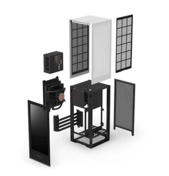 The NZXT H1 mini ITX case is in high demand thanks to its compact footprint and built-in power supply and CPU liquid cooler. (Image: NZXT)