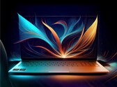 Artistic render of a laptop powered by an AMD Ryzen AI 400 series processor.