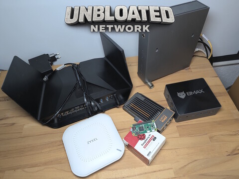 Network hardware on a desk