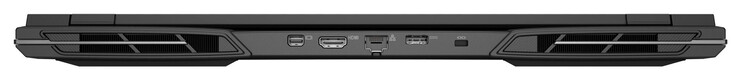 Back: Mini DisplayPort 1.4a (G-Sync), HDMI 2.1 (G-Sync), Gigabit Ethernet, power connector, Kensington slot