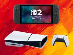 Switch 2 and PS5 consoles shown on colors of Spanish flag (Image source: Nintendo of America, Sony PlayStation with edits)