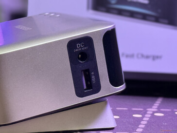 The DC and USB A port on the side