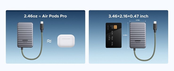 Ugreen NeoDrive Go size comparison.