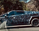 A Cybertruck test mule has been spotted with a dark digital camo wrap. (Image source: @MKumarTweets on Twitter - edited)