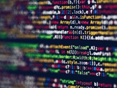 Blurred, colorful program code on a screen