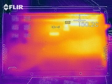 Heatmap of the bottom of the device under load