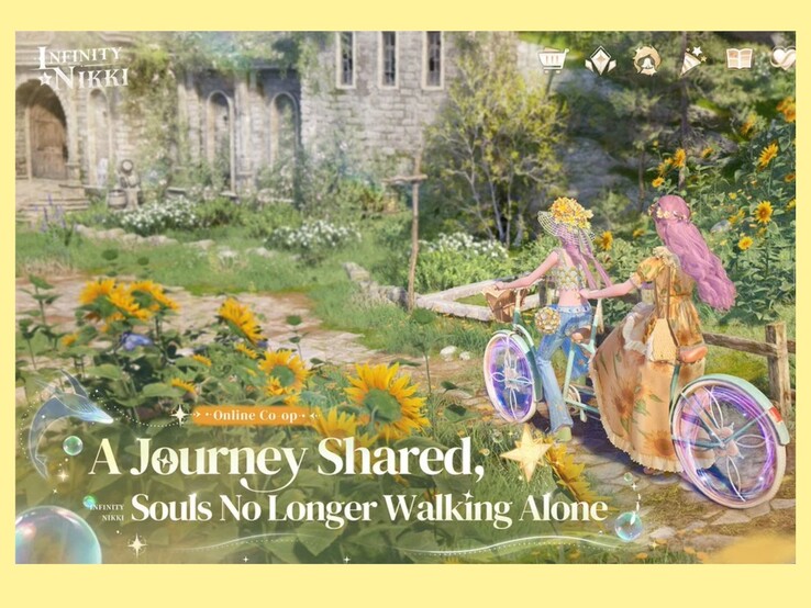 Ride together in Infinity Nikki on the tandem Whim cycle. (Image source: Paperback/Infold)