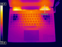 Top case surface temperatures under full load using the Optris PI 640