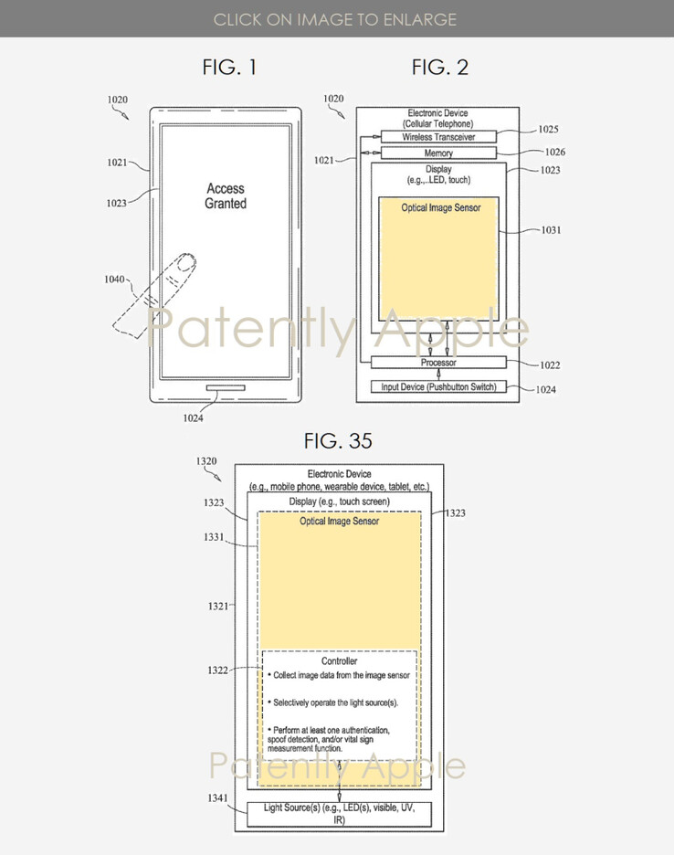 Apple's new Touch ID solution uses a pin-hole camera array. (Source: Patently Apple)