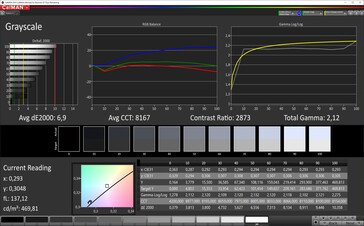 CalMan grayscale (target color space: P3)