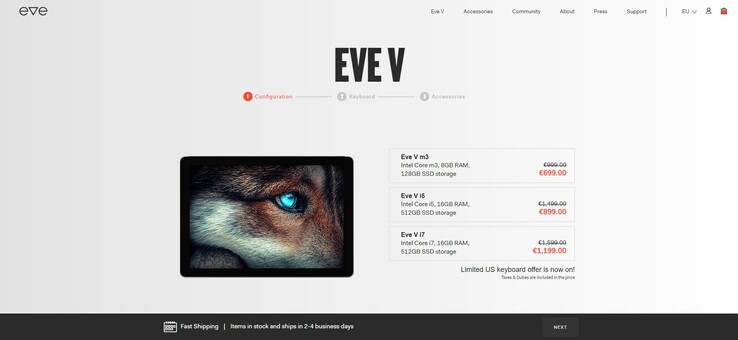 The Eve V is currently just €699 including keyboard and pen (Image source: Eve Technology)