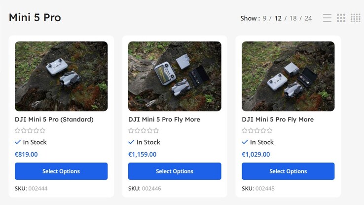 Three DJI Mini 5 Pro packages are already available for order from a DJI dealer in Cyprus.