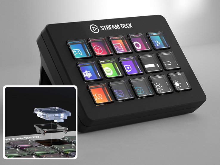 The scissor-switch Stream Deck (pictured) sells for the same price as the classic version. (Image source: Elgato)