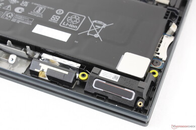 Stereo speakers near the front corners. Palm rests will vibrate to the touch when on higher volume settings