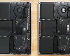 Spot the difference: the M1 MBP 13 compared with the M2 MBP 13. (Image source: iFixit)