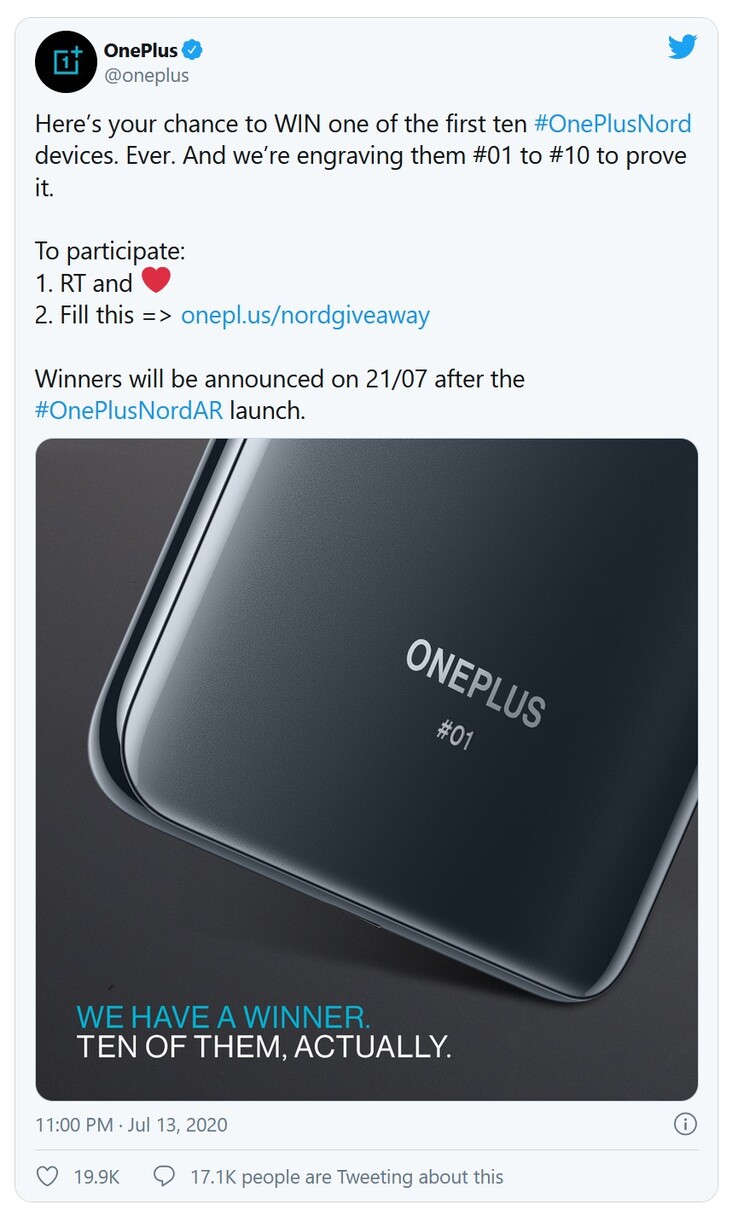 Each of the first 10 Nord 5G models will be engraved with the numbers 1 to 10. (Image: Twitter)