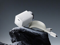 The new OnePlus 100 W GaN charger costs around $28 in China. Pictured: the brick and the included cable. (Image source: OnePlus)