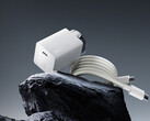 The new OnePlus 100 W GaN charger costs around $28 in China. Pictured: the brick and the included cable. (Image source: OnePlus)