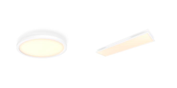 The Philips Hue Aurelle Panel Round (left) and Rectangle (right). (Image source: Philips Hue)