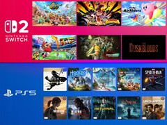 Switch 2 and PS5 exclusive games are shown (Image source: Nintendo of America, Sony PlayStation with edits)