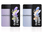 The Galaxy Z Flip4 will be available in 71 colour combinations at launch, including the two shown here. (Image source: @OnLeaks & GizNext)