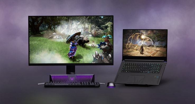 The The UltraGear 32GQ950 and the UltraGear 17G90Q gaming laptop. (Image source: LG)