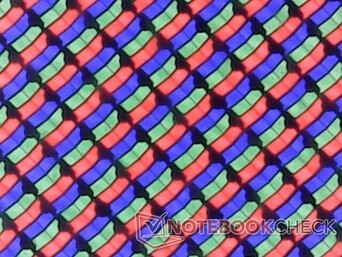 Sharp RGB subpixel array from the glossy overlay