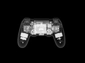 An X-ray image of a PlayStation 3 controller with internal components visible