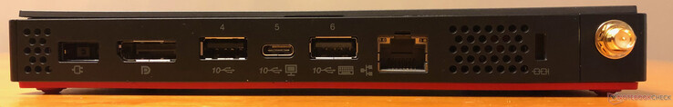 Rear: DC in, DisplayPort 1.4, 2x USB 3.1 (Gen 2) Type-A, USB 3.1 (Gen 2) Type-C (w/ display out), Gigabit Ethernet, Kensington lock, WiFi antenna hookup