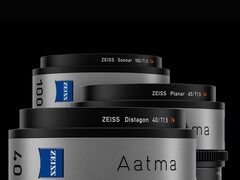 Zeiss Aatma full-frame T1.5 cinema prime lenses showing multiple focal lengths including 40mm, 65mm and 100mm models