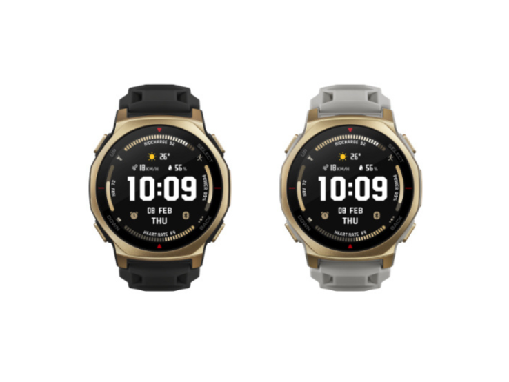The Black Gold (left) and Arctic Gold (right) versions of the Amazfit T-Rex 3 Pro 44 mm smartwatch. (Image source: Amazfit)