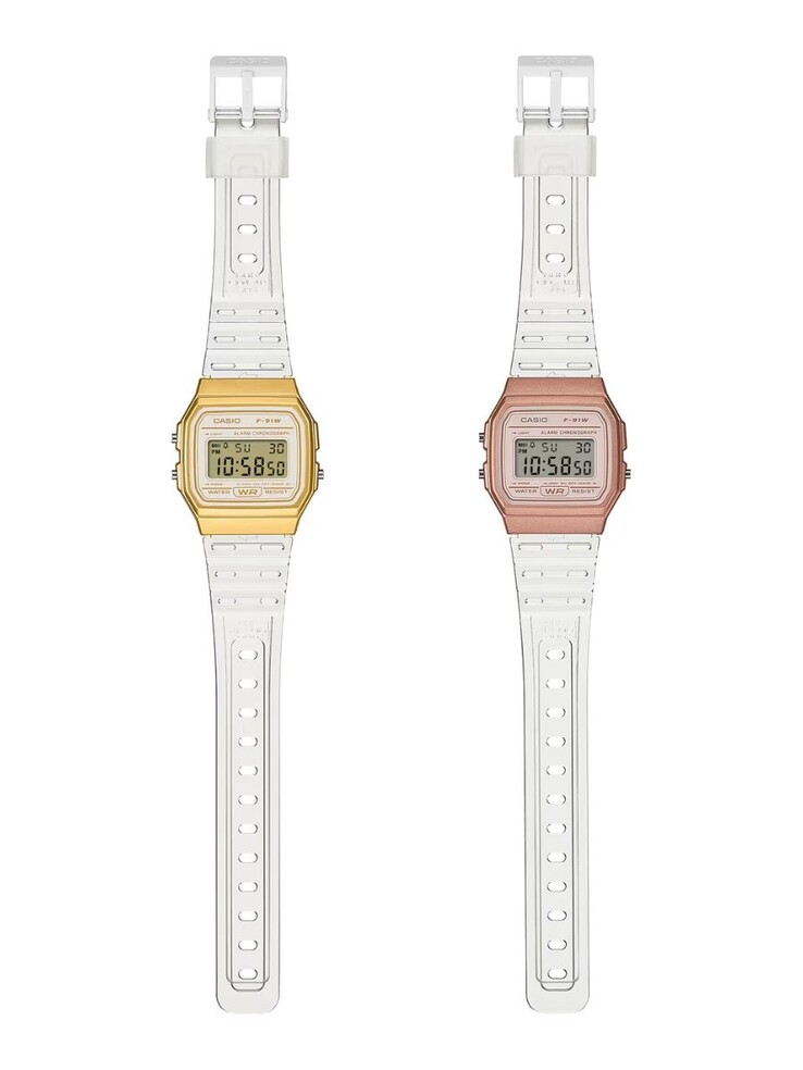 The Casio F-91WS-7A2 (left) and F-91WS-7A3 (right) watches