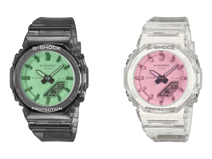 The Casio G-Shock GMA-P2100SR-1A (left) and GMA-P2100SR-7A (right) watches