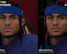 Visual difference in character rendering in NBA 2K27 with and without DLSS 5.