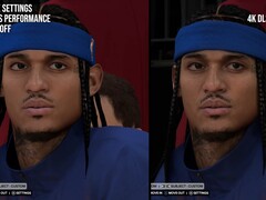 Visual difference in character rendering in NBA 2K27 with and without DLSS 5.