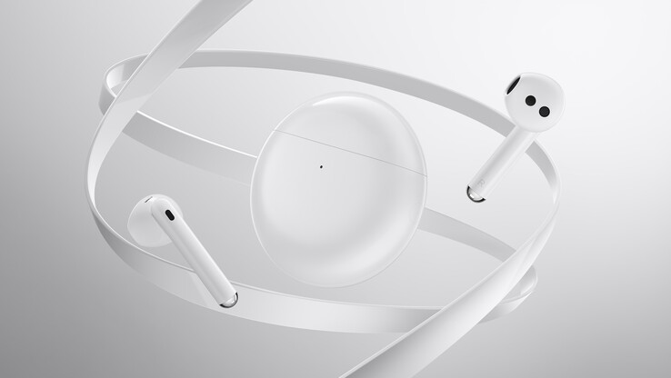 The FreeBuds 4 in Ceramic White. (Source: Huawei)