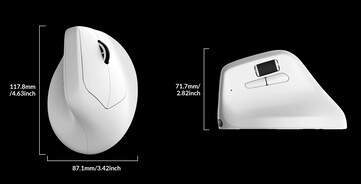 Keychron M5 8K wireless vertical gaming mouse dimensions. (Image source: Keychron)