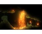 A screenshot of Noita that shows off the game's elemental destruction system. (Image Source: Steam)