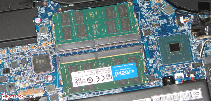 There are two memory slots available. Memory runs in dual-channel mode.