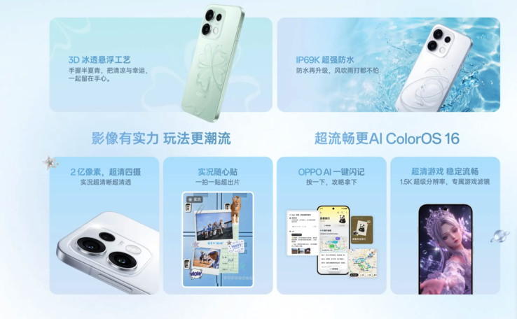 The Oppo Reno 16t key features