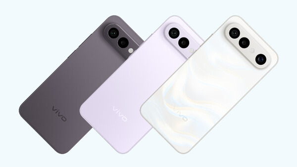 The Vivo X300 FE in Black, Purple, and White.