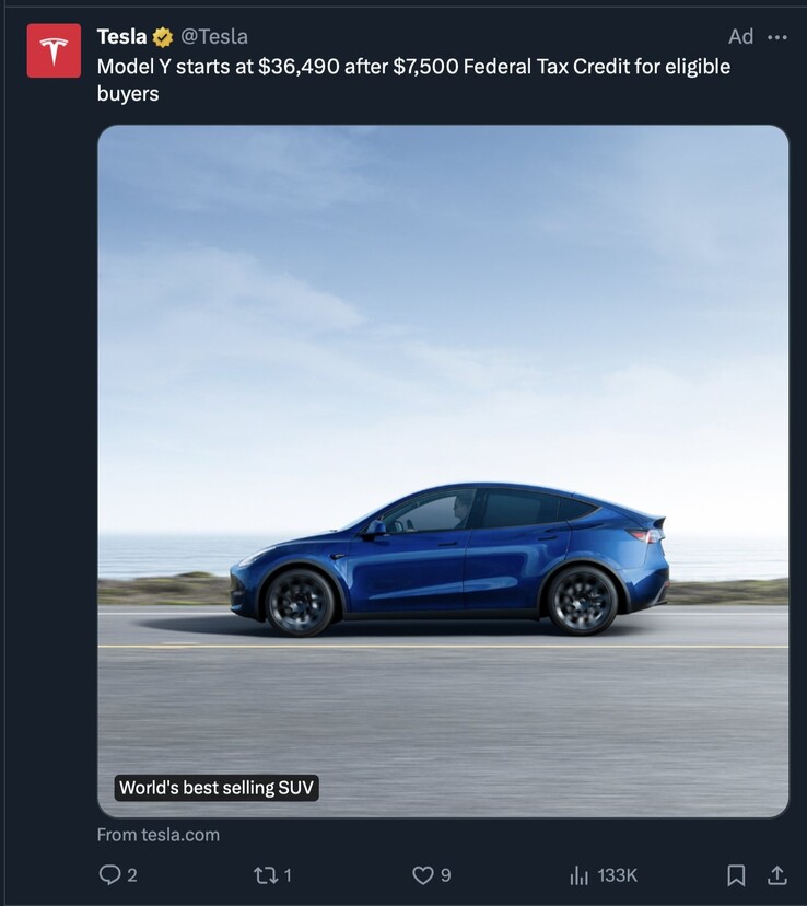 The new Tesla Model Y ad focusing on price and popularity