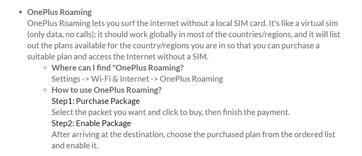 More details on OnePlus Roaming from the company's official community site. (Source: OnePlus)