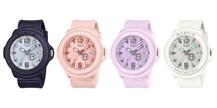 From left to right: the Casio BGA-15K-2A, BGA-15K-4A, BGA-15K-6A and BGA-15K-7A watches