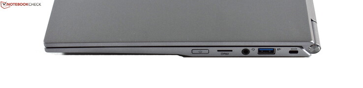 right: microSD, combo audio, USB 3.1 Gen 1 type A, kensington lock