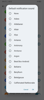 Notification sounds (not the full list). (Image source: Sergey Tarasov - Notebookcheck)