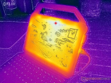 Hot spots are toward the top half of the tablet